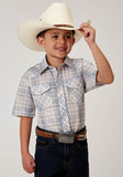 Roper Boys Short Sleeve Snap Multi Plaid Western Shirt - Roper