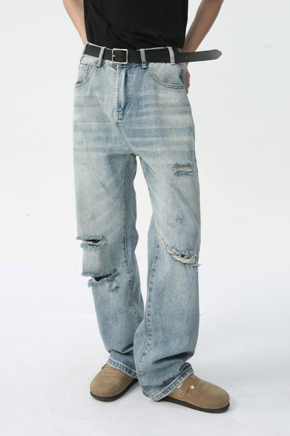Distressed Wide Leg Jeans - Trendsi
