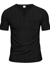 Men's Full Size Notched Short Sleeve T-Shirt Plus Size - Trendsi - Flyclothing LLC