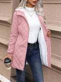 Quilted Zip Up Hooded Jacket with Pockets - Trendsi