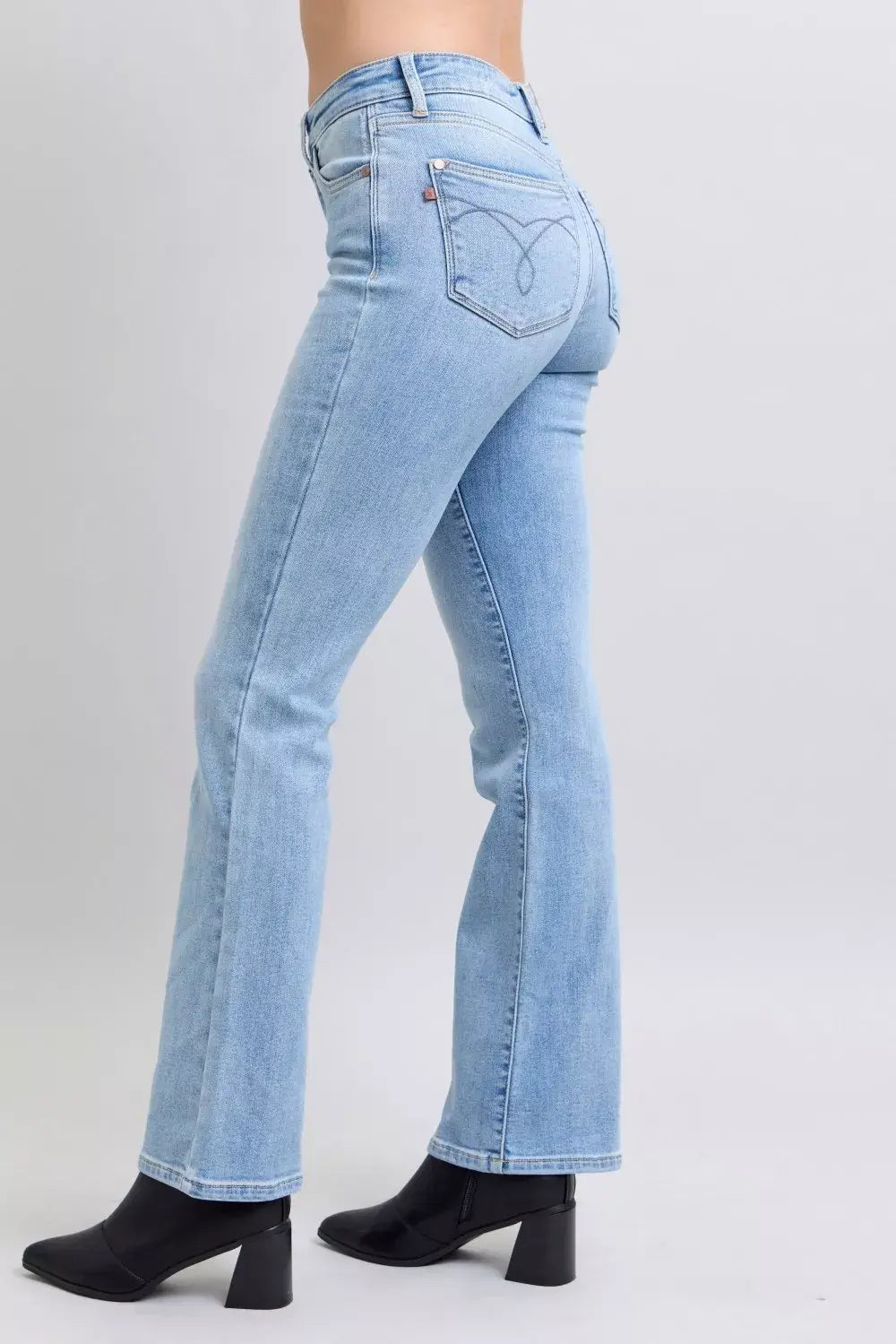 Judy Blue Mid Rise Thermal Bootcut Jeans - Trendsi - Flyclothing LLC