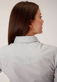 Roper Womens Long Sleeve Snap Grey And White Print Western Shirt - Roper