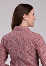 Womens Roper Red Floral Print Long Sleeve Snap Shirt