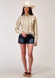 Roper Womens Long Sleeve Snap Floral Stripe Western Shirt - Roper