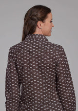 Roper Womens Brown And Cream Floral Long Sleeve Snap Western Shirt - Roper - Flyclothing LLC