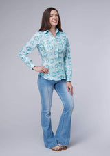 Roper Womens Multi Blue Floral Print Long Sleeve Snap Western Shirt - Roper - Flyclothing LLC