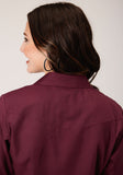Roper Womens Long Sleeve Snap Solid Broadcloth  Wine Western Shirt - Roper