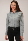 Roper Womens Long Sleeve Snap Solid Broadcloth Dusty Green Western Shirt - Roper