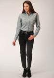 Roper Womens Long Sleeve Snap Solid Broadcloth Dusty Green Western Shirt - Roper