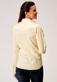 Roper Womens Long Sleeve Snap Solid Broadcloth Warm Ecru Western Shirt - Roper