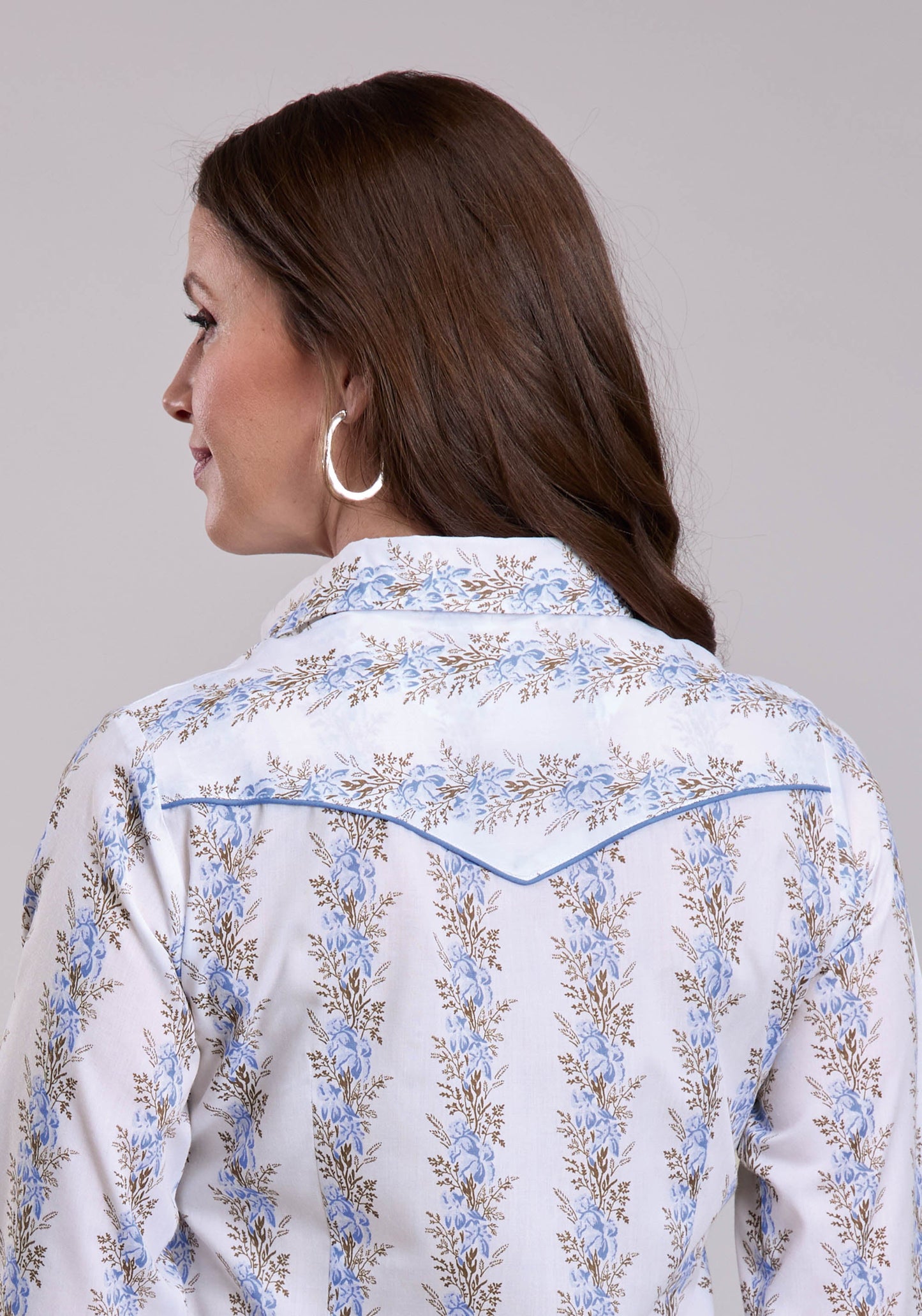 Womens Roper Floral Stripe Long Sleeve Snap Shirt