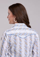Womens Roper Floral Stripe Long Sleeve Snap Shirt