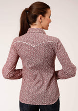 Roper Womens Long Sleeve Snap Red And Cream Vintage Floral Print Western Shirt - Roper - Flyclothing LLC