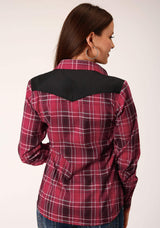 Roper Womens Long Sleeve Snap Bright Red Plaid Western Shirt - Roper - Flyclothing LLC