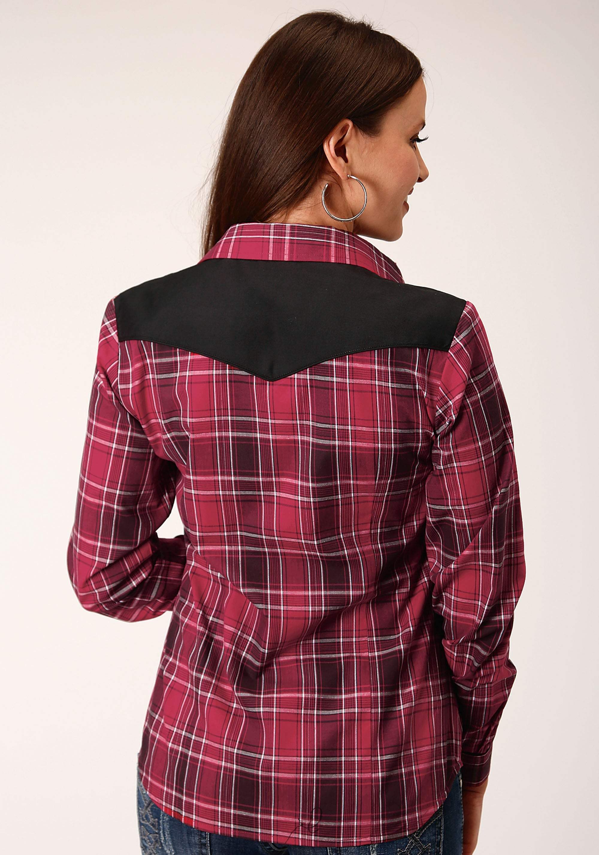 Roper Womens Long Sleeve Snap Bright Red Plaid Western Shirt - Roper - Flyclothing LLC