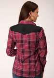 Roper Womens Long Sleeve Snap Bright Red Plaid Western Shirt - Roper