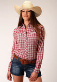 Roper Womens Long Sleeve Snap Red And Multi Small Scale Plaid Western Shirt - Roper