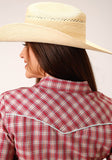 Roper Womens Long Sleeve Snap Red And Multi Small Scale Plaid Western Shirt - Roper