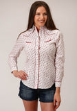 Roper Womens Long Sleeve Snap White And Red Floral Print Western Shirt - Roper