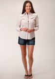 Roper Womens Long Sleeve Snap White And Red Floral Print Western Shirt - Roper