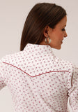 Roper Womens Long Sleeve Snap White And Red Floral Print Western Shirt - Roper