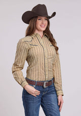 Roper Womens Long Sleeve Snap Wallpaper Floral Print Western Shirt - Roper - Flyclothing LLC