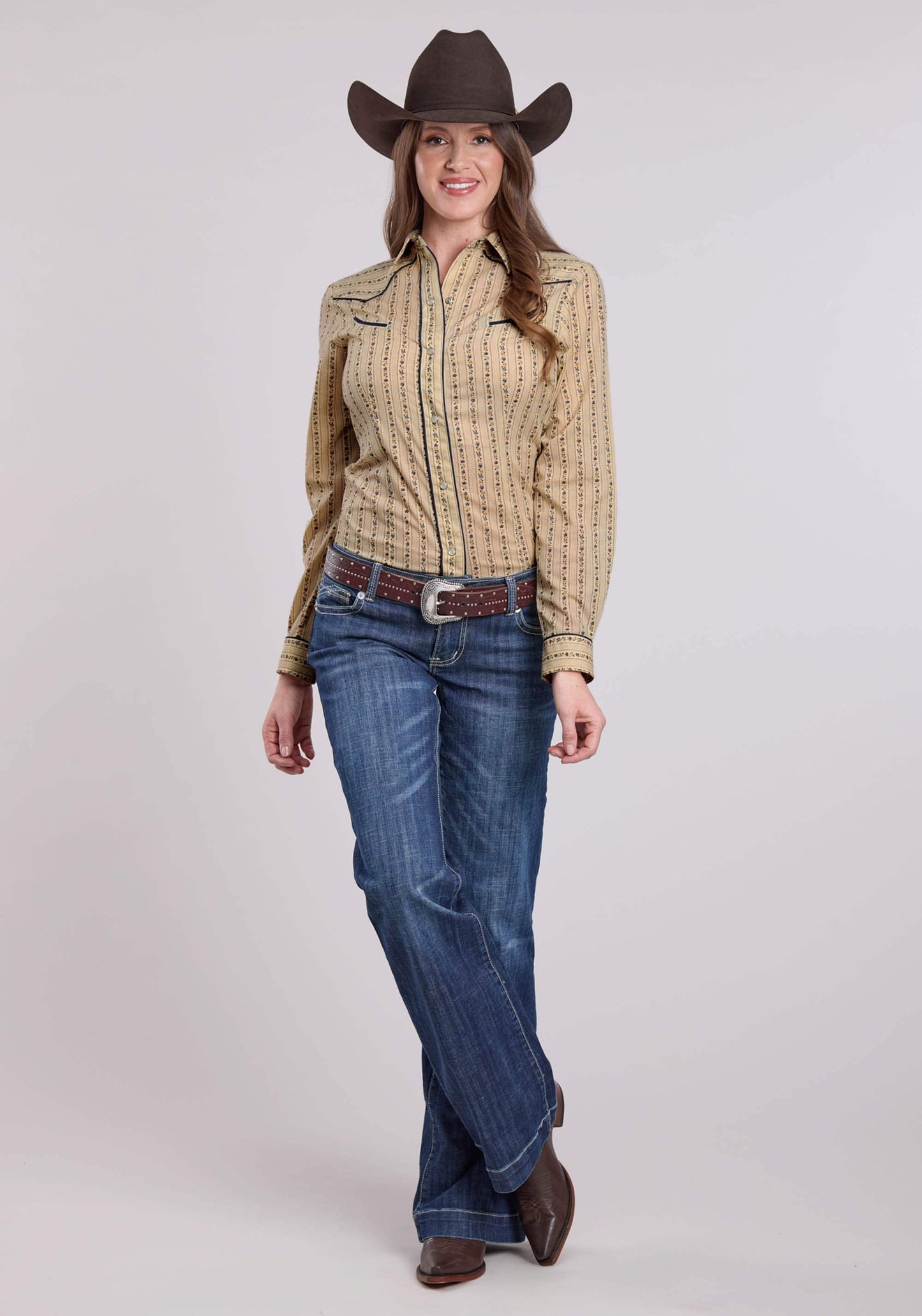 Roper Womens Long Sleeve Snap Wallpaper Floral Print Western Shirt - Roper - Flyclothing LLC