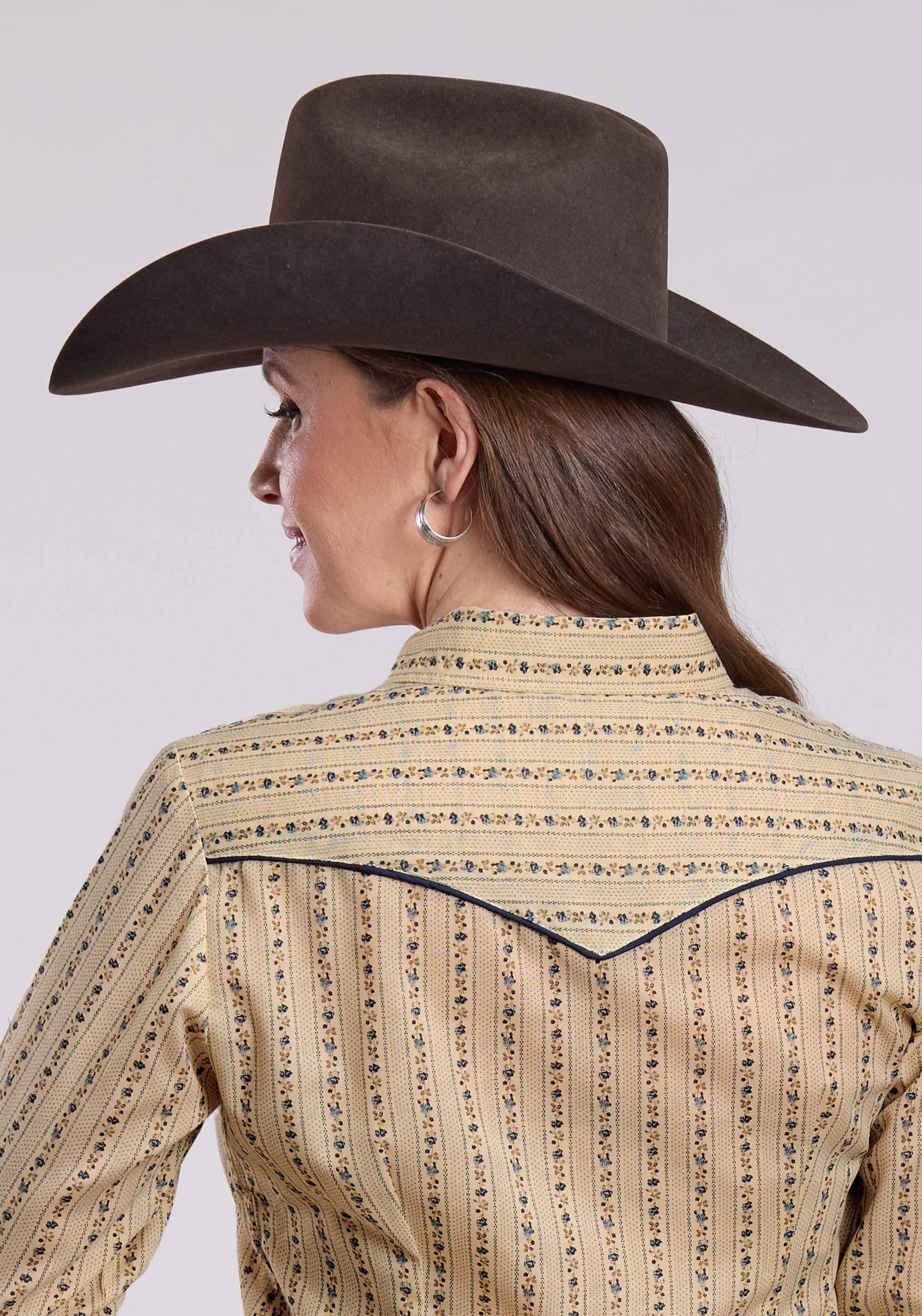 Roper Womens Long Sleeve Snap Wallpaper Floral Print Western Shirt - Roper - Flyclothing LLC