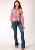 Roper Womens Long Sleeve Snap Red And Multi Colored Small Scale Western Shirt - Roper