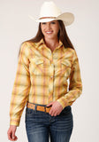 Roper Womens Long Sleeve Snap Yellow And Tangerine Plaid Western Shirt - Roper