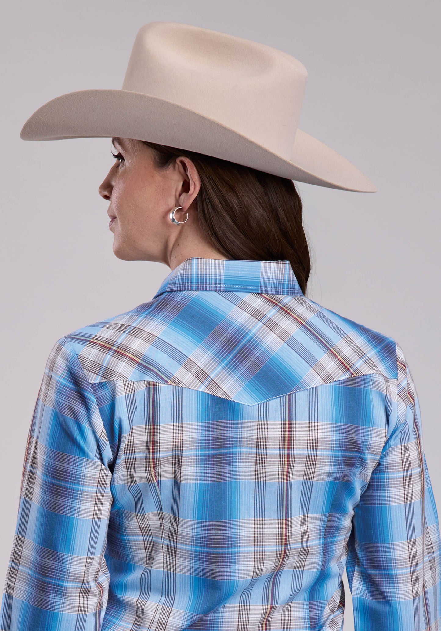 Womens Roper Madras Plaid Long Sleeve Snap Shirt