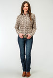 Roper Womens Long Sleeve Snap Desert Plaid Western Shirt - Roper