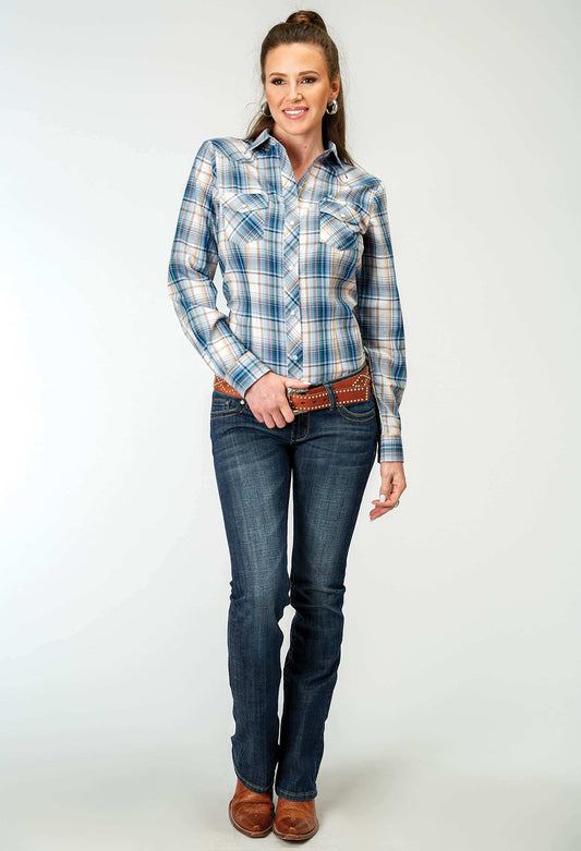 Roper Womens Long Sleeve Snap Madras Plaid Western Shirt - Roper - Flyclothing LLC