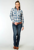 Roper Womens Long Sleeve Snap Madras Plaid Western Shirt - Roper