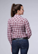 Roper Womens Red White And Gray Plaid Long Sleeve Snap Western Shirt - Roper - Flyclothing LLC