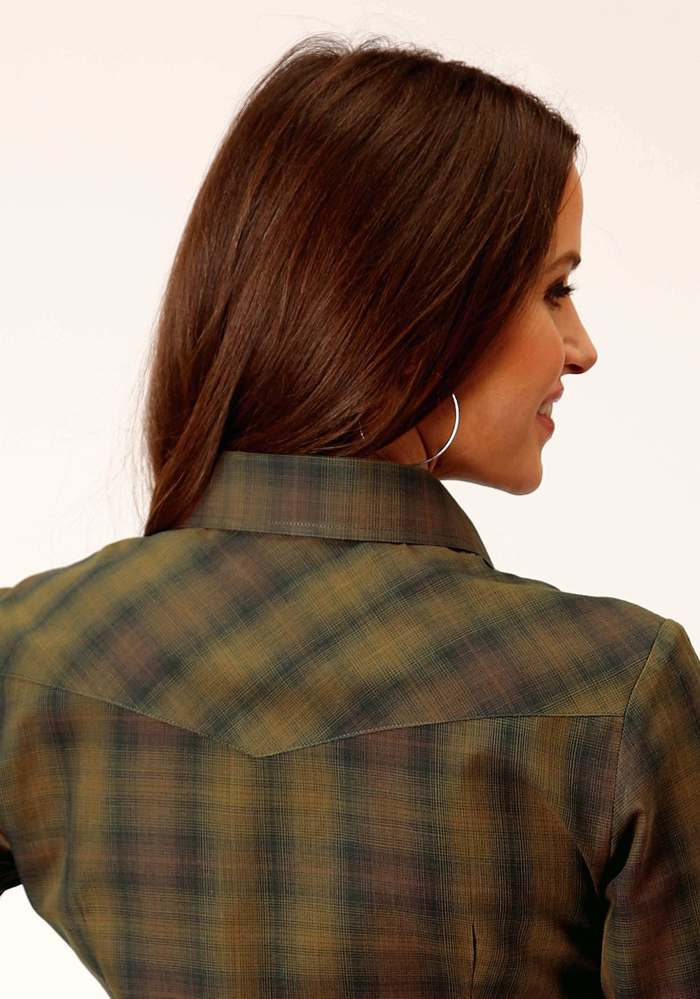 Roper Womens Long Sleeve Snap Black Gold Plaid Western Shirt - Roper - Flyclothing LLC