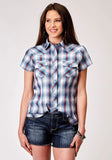 Roper Womens Short Sleeve Snap Americana Plaid Western Shirt - Roper