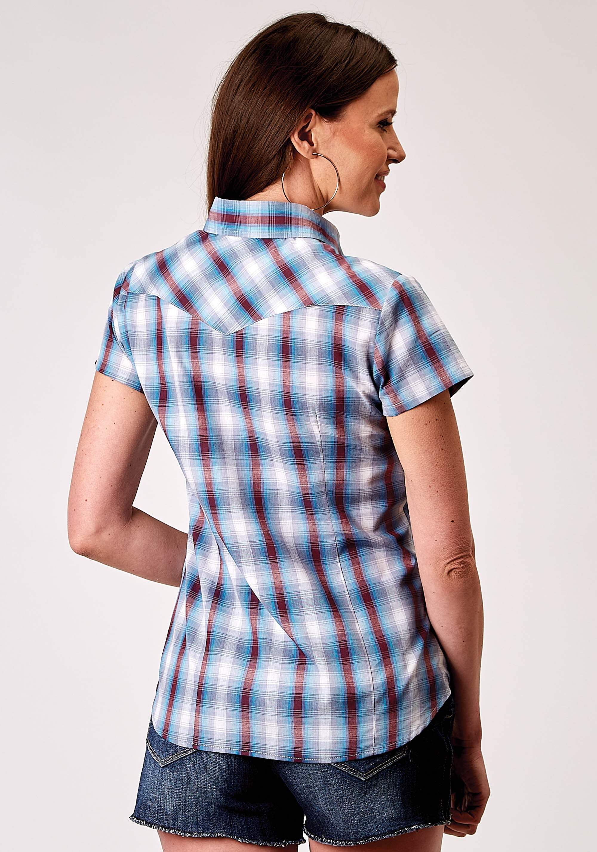 Roper Womens Short Sleeve Snap Americana Plaid Western Shirt - Roper - Flyclothing LLC