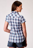 Roper Womens Short Sleeve Snap Americana Plaid Western Shirt - Roper