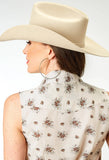 Roper Womens Sleeveless Snap Vintage Floral Western Shirt - Roper