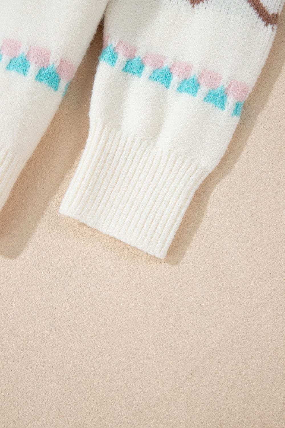 Christmas Tree Ribbed Hem Dropped Shoulder Sweater - Trendsi - Flyclothing LLC