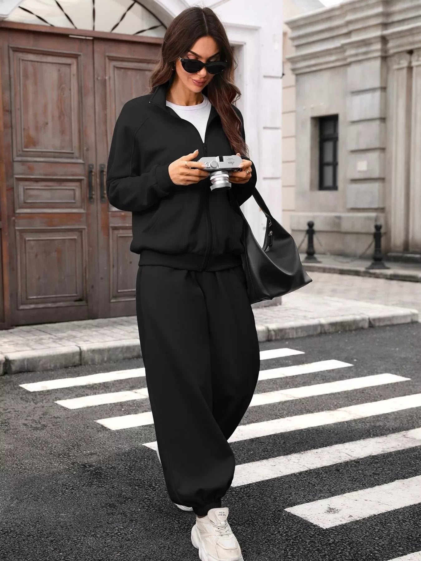 Zip-Up Long Sleeve Top and Pants Set - Trendsi - Flyclothing LLC