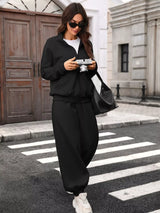Zip-Up Long Sleeve Top and Pants Set - Trendsi - Flyclothing LLC