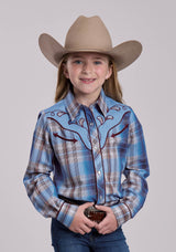 Girls Roper Madras Plaid Plaid Long Sleeve Snap Shirt