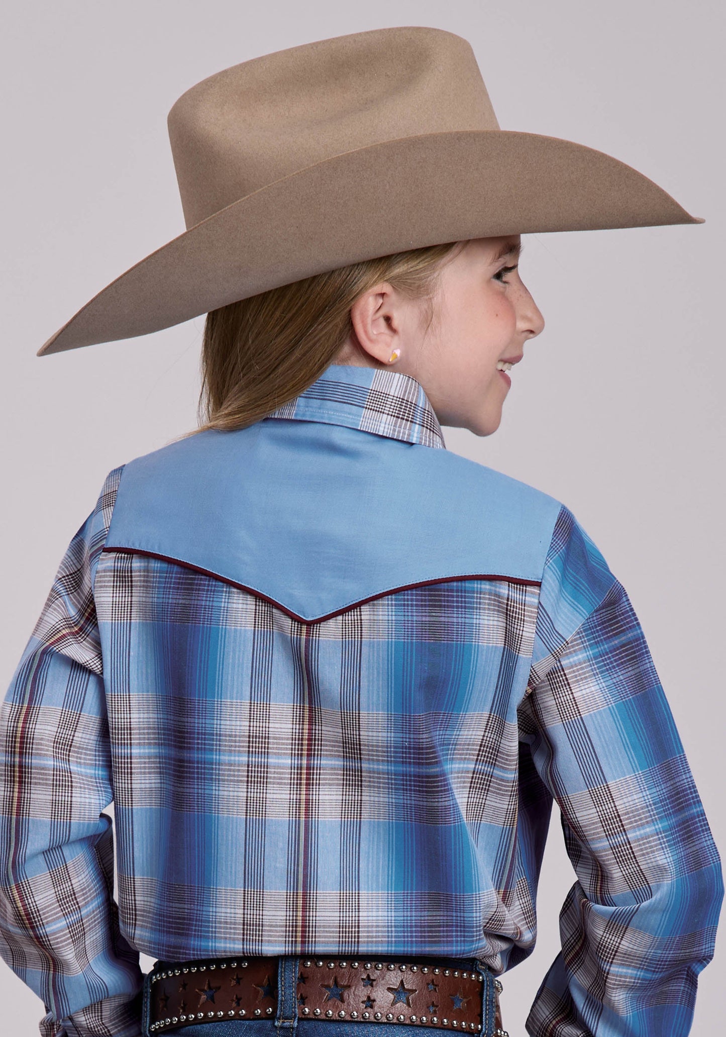 Girls Roper Madras Plaid Plaid Long Sleeve Snap Shirt
