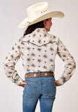 Roper Girls Long Sleeve Snap Vintage Floral Western Shirt With Solid Piping On Front And Back Yokes Smile Pockets - Roper