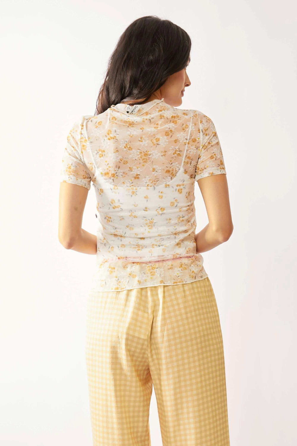 Davi & Dani Loose Turtle Neck Lace Mesh Lace Sheer Top - Trendsi - Flyclothing LLC