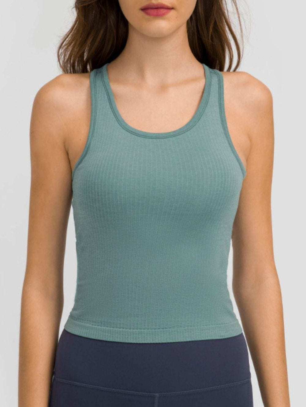 Round Neck Racerback Active Tank - Trendsi - Flyclothing LLC