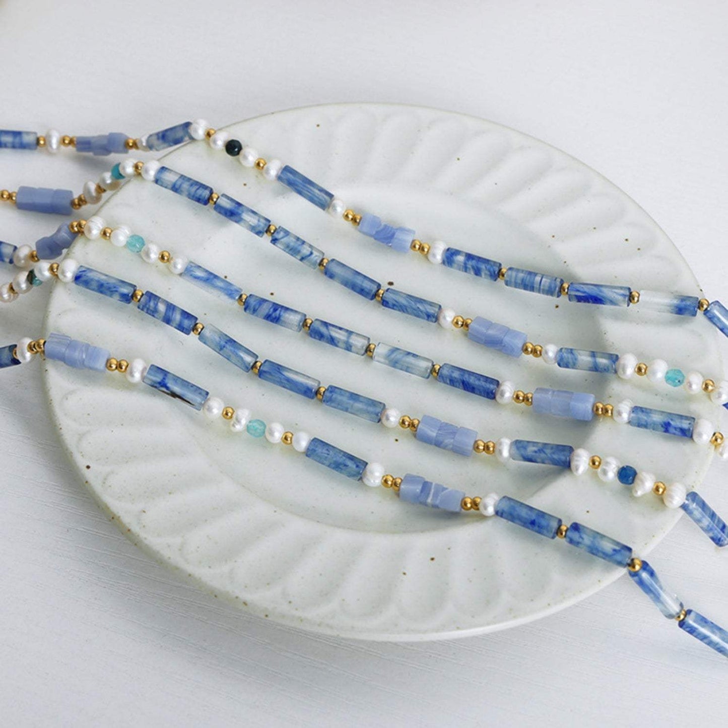 Freshwater Pearl Titanium Steel Geometric Bead Necklace - Trendsi - Flyclothing LLC