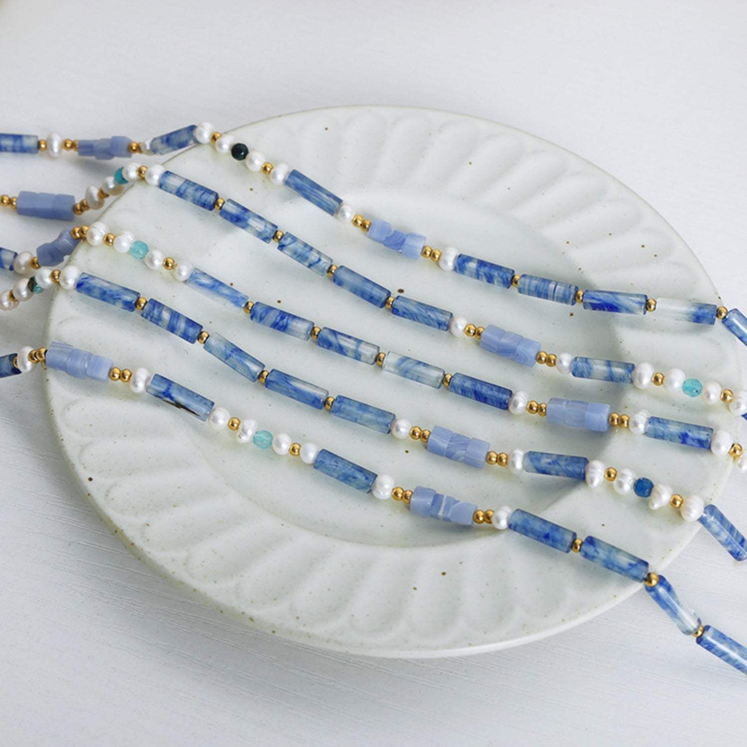 Freshwater Pearl Titanium Steel Geometric Bead Necklace - Trendsi - Flyclothing LLC